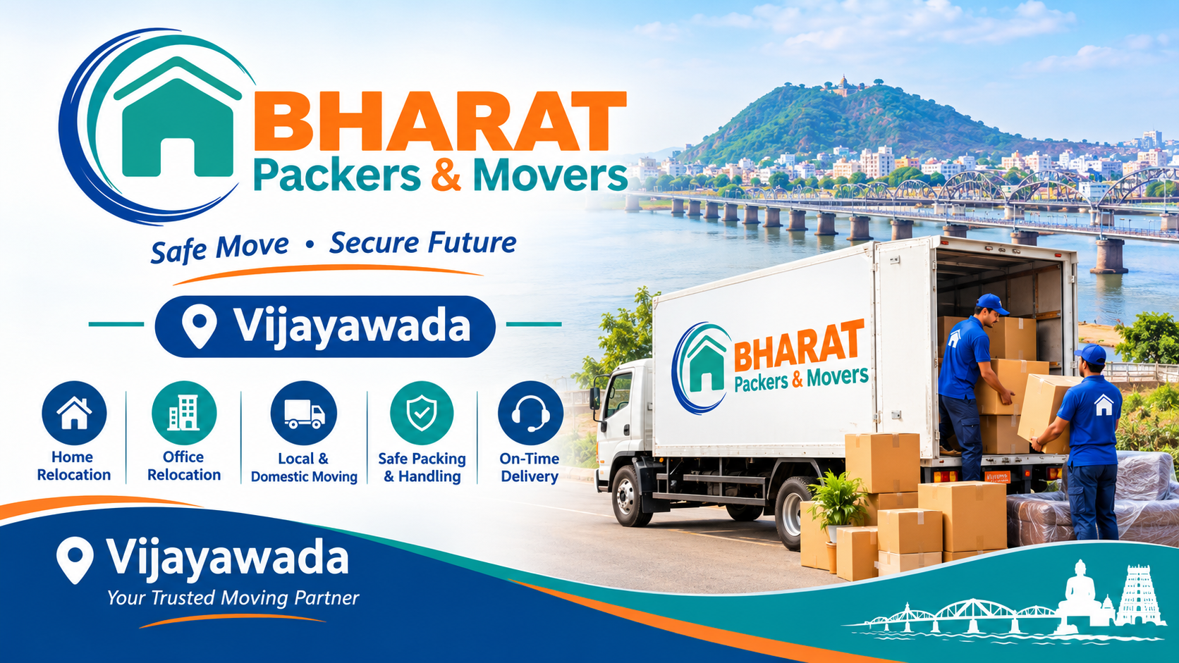 Bharat Packers and Movers truck and relocation services in Vijayawada